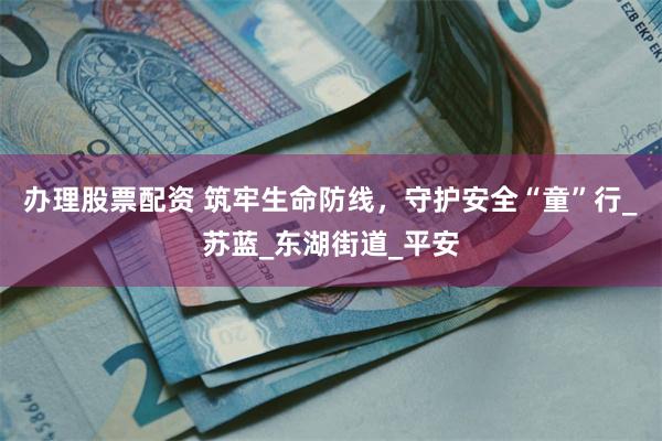 办理股票配资 筑牢生命防线，守护安全“童”行_苏蓝_东湖街道
